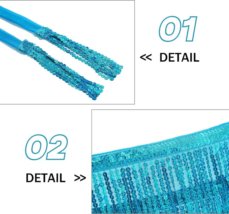 Durio Belly Dance Skirt Tassel Fringe Rave Skirt Party Sequin Tassel Skirt Belly Hip Scarf Festival Outfits for Women - Image 4